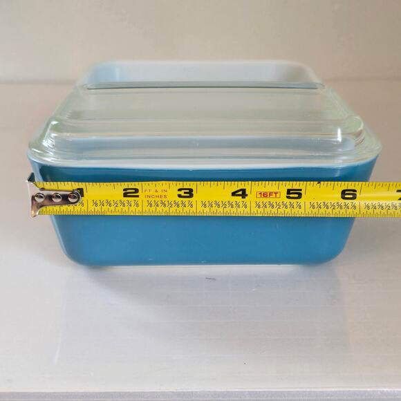 Vintage PYREX Primary Blue Fridge 2 Containers ONE Lid 502-B 40s 50s Mid Century - Picture 13 of 16